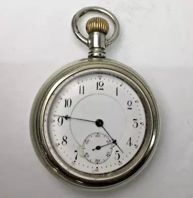 Vintage Unbranded 18S Mechanical Silver Tone Pocket Watch Working! • $9.99