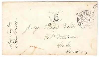 US Civil War: Memphis 1864 To Fort Madison Iowa Stampless  Due 6  • $25