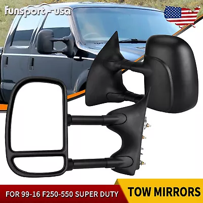 Tow Mirrors For 1999-2016 Ford F250 F350 F450 F550 Super Duty Manual Telescoping • $81.09