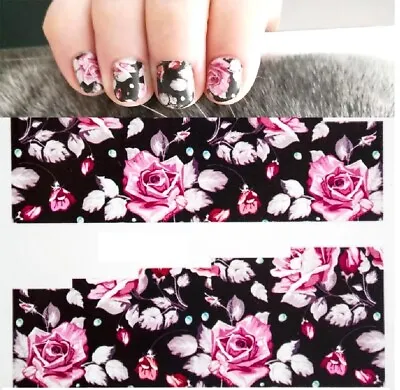 £1.95 • Buy Nail Art Sticker Water Decals Transfers Pink Rose Flowers (C150)