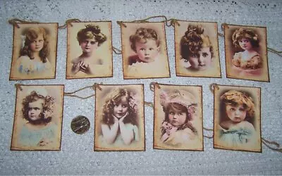 9-Vintage~Girls~French Labels~Ephemera~Fussy Cut~Linen Cardstock~Gift~Hang~Tags • $10