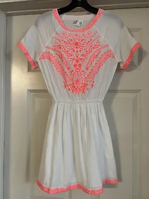 Anthropologie D.RA. Bohemian Embroidered White Cotton Size XS Pullover Dress • £14.46