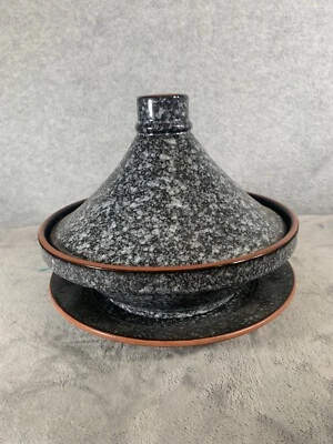 $89.98 • Buy Large Handmade Hand-painted Supreme Black & White Ceramic 11  Tagine Cooking Pot