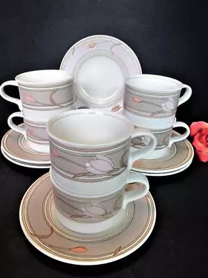 Set Of 6 Mikasa Coc02 Intaglio Meadow Sun Teacups & Saucers Japan • $30