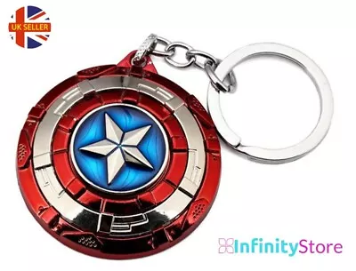 Avengers Captain America Shield Keyring Spinning Center Metal Keychain Gift UK • £5.45