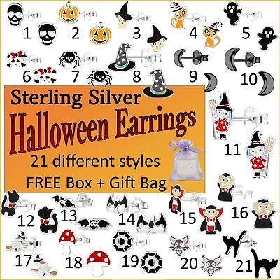 1 Pair Halloween Fun Stud Earrings 925 Sterling Silver For Women Men Kids Girls • £6.75