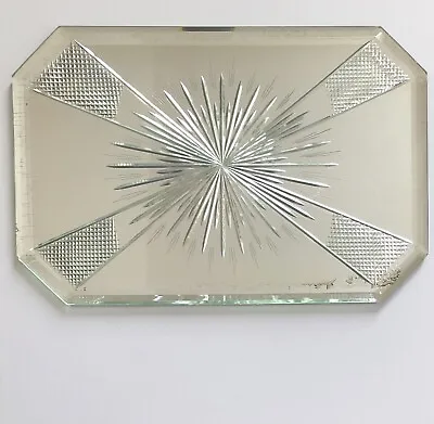 Vintage Reverse Etched Starburst Mid Century Modern Beveled Mirror 16” X 10.5” • $249.99