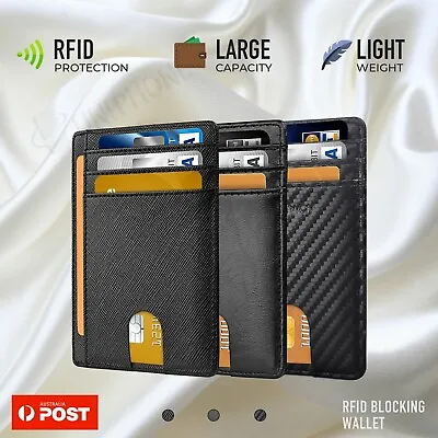 $12.51 • Buy RFID Blocking Purse Flip Leather Wallet Slim Credit Card Holder Mens Money Clip