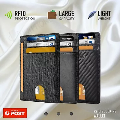 RFID Blocking Purse Flip Leather Wallet Slim Credit Card Holder Mens Money Clip • $12.51