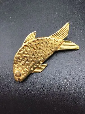 Gold Fish Brooch Gold Tone Matte Pin Metropolitan Museum Of Art Figural Jewelry • $45