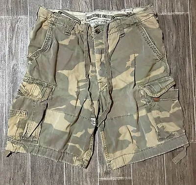 Vtg Abercrombie & Fitch Shorts Camo Paratrooper Cargo Distressed Y2K Medium • $44.99