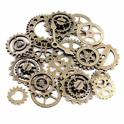 Antiqued Bronze Clock Face Charm Alloy Pendant Bulk Lots Mixed Gears Steampunk • $21.55
