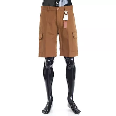 LORO PIANA 650$ Brown Cotton & Linen Cargo Bermuda Shorts - Multi-Pockets • $405