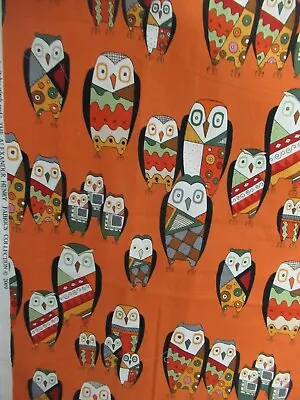  Witchy Stitch  Owl  Alexander Henry  Owls Allover On Orange VTG 2009  34 X44 W • $11.04