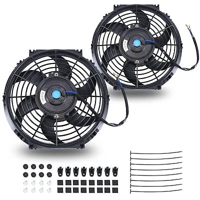 2x 7  Universal Slim Fan Push Pull Electric Radiator 12V Cooling Fan Mount Kit • $37.99