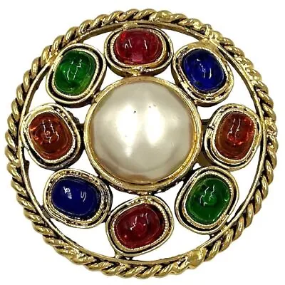 Chanel Brooch Ladies Gripore Vintage Accessory 1988 GP Color Stone 23 • $2585.05