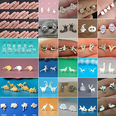 $1.82 • Buy Cute Dinosaur Earrings Halloween Bat Ghost Snake Ear Studs Rune Earrings Jewelry