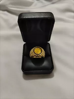 Gold Tone Liberty Coin Ring Size 9 • $39.99