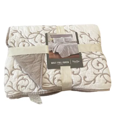 Martha Stewart Collection Queen Quilt Blanket Bedspread Embroidered Grey Château • $159