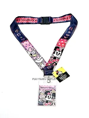 Disney Minnie Mouse Lanyard Classic Daisy Duck ID Holder Jumbo Wide Deluxe New • $10.95