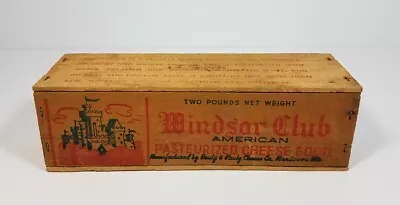 Vintage Windsor Club American Cheese Wood Box W/ Top Dairy Farm Advertising • $22.95