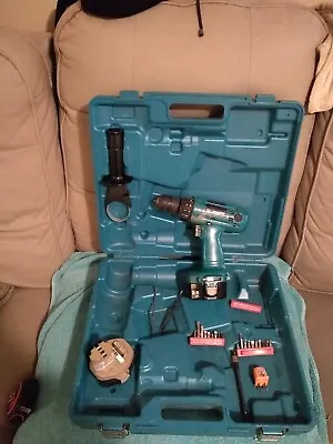 Makita 1/2  Cordless Driver Drill With Case 6233D 2 Batteries Drill Bits • $15