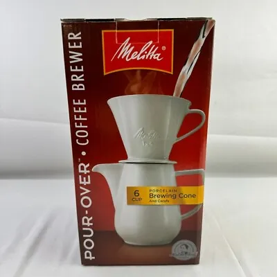 640476 - Melitta 6 Cup Pour-Over Coffee Brewer Porcelain Brewing Cone & Carafe • $39.98