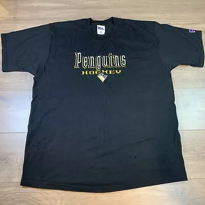 Vintage Pittsburgh Penguins Pro Player T-Shirt XXL Black Made In USA Embroidered • $19.95