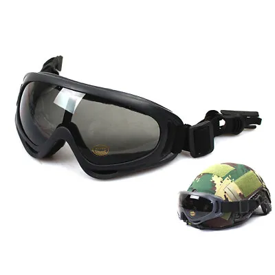 Hunting Tactical X400 Guide Rail Wind Goggles For FAST AF MICH Helmet 20mm Rail • £14.39