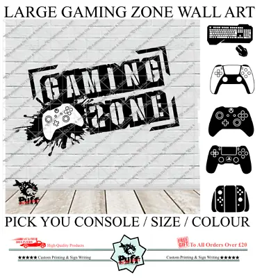 £8.99 • Buy Gaming Zone Wall Stickers Xbox Ps4 Ps5 Pc Controller Gamer Vinyls Kids Bedroom 