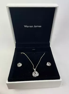 Warren James - Silver Earring & Necklace Set In Box - Excellent Condition • £35