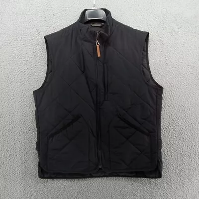 J Crew Vest Mens Medium Black Quilted Sussex Jacket Pockets Cotton Nylon Pockets • $42.99