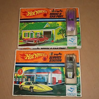 Vintage 1967 Hot Wheels Pop Up Service Station House & Car Port Lot • $100