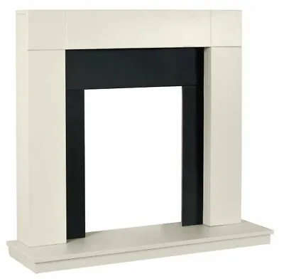 Electric Fire White Black Wooden Fireplace Surround Hearth And Back Panel Bnib • £179.99