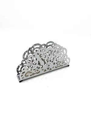 Vintage Napkin Holder Silvertone Lace Metalwork In The Style Of Irvin Ware • $12