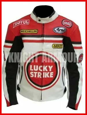 LUCKY STRIKE Motorcycle Riding Motor Bike Moto GP Racing Leather Jacket • $159.95