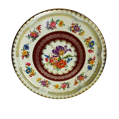 Vintage Daher Decorated Ware Round Tin Tray 12  French Floral Pattern England • $18.12