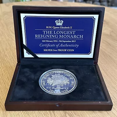 10 Pounds 2015 Jersey Longest Reigning Monarch 5oz .925 Silver Coin • £100