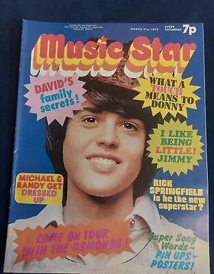 Rare MUSIC STAR Magazine 31 MARCH 1973 Osmonds Bowie Jacksons Rick Springfield  • £15