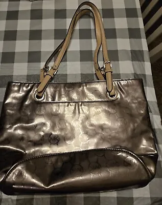 Michael Kors Silver Mirror Metallic Jet Set Medium Tote Bag • $22