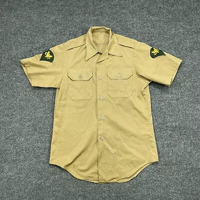 Vintage Army Shirt Adult Small Khaki Tan Utility Button Up Defense 70s • $11.39