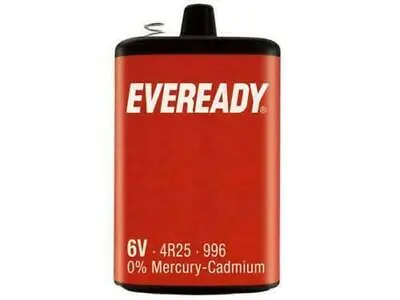 1 X Eveready 6V 4R25 996 Lantern Battery | 0% Mercury-Cadmium | Carbon Zinc | • £7.99