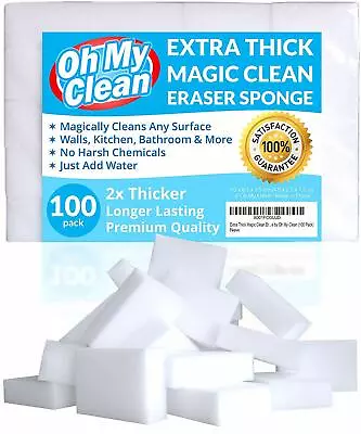 (100 Pack) Extra Large Magic Cleaning Eraser Sponge - 2X Thick 2X Longer Lastin • $59.90