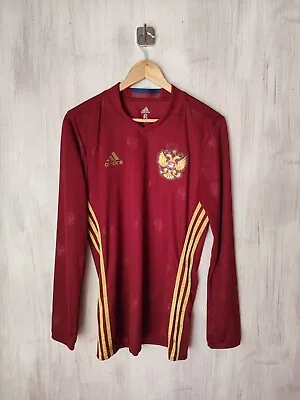 AUTHENTIC Russia 2016 2017 Home Sz M Adidas Shirt Jersey Football Soccer Kit L/S • $99.95