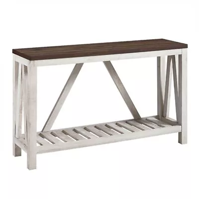 Pemberly Row 52 Rustic Entry Console Table In Dark Walnut Top W And White Oak • $220.92