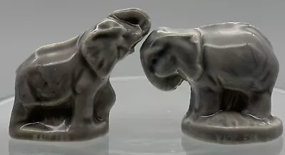 Vintage Two Wade Whimsies Ceramic Gray Elephant’s Noah's Ark Figurine 1 Trunk Up • $8.09