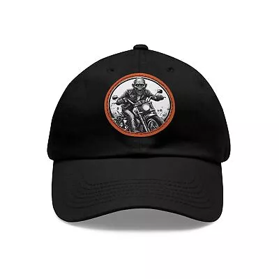Dad Hat With Leather Patch (round) Ideal For Motorcycle Lovers. • $19.53