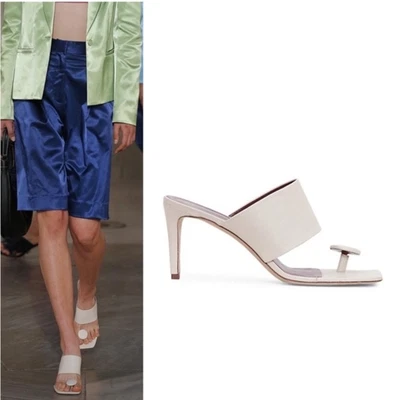 $329 • Buy STAUD Luna Square Toe Heel Sandals In Cream Size 6.5 NIB