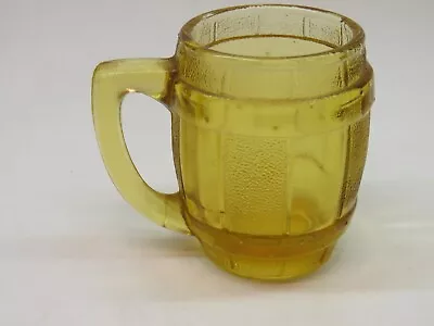 2.4  Mini Beer Mug Glass ~ Amber Brown Copper Yellow Color ~ Barrel Shaped • $10.77