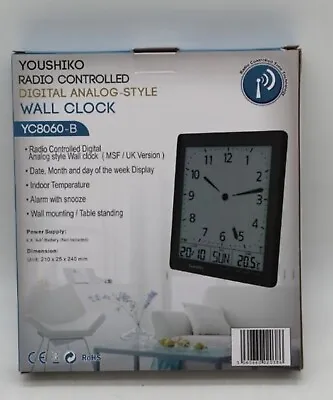 £42.85 • Buy Youshiko Radio Control  Digital Analog Style Silent Wall Clock UK Version